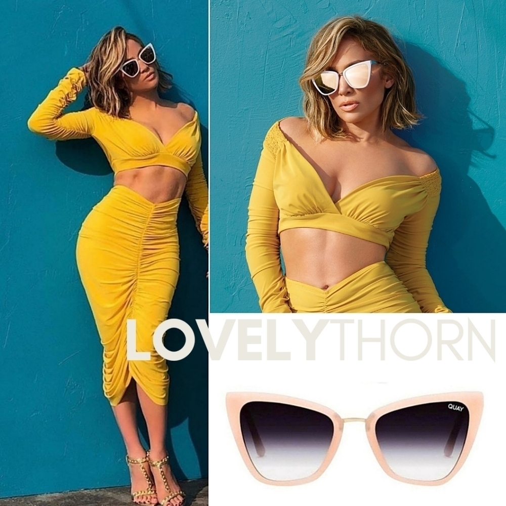 QUAY // ltd ed JLo collab creamy nude frame black/blue fade cateye full or mini - Picture 15 of 16